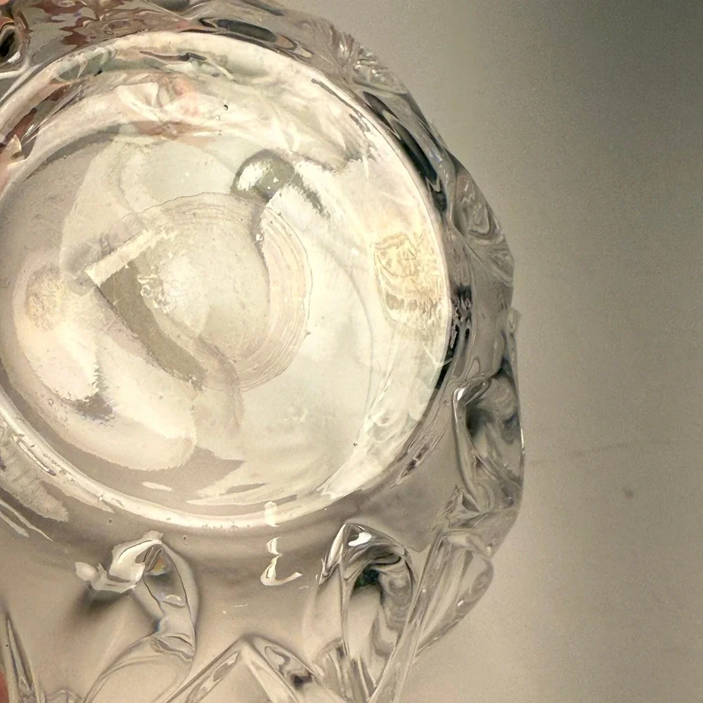 Clear Crystal Apple Candy Dish with‎ Lid Vintage Decorative Tabletop Accent